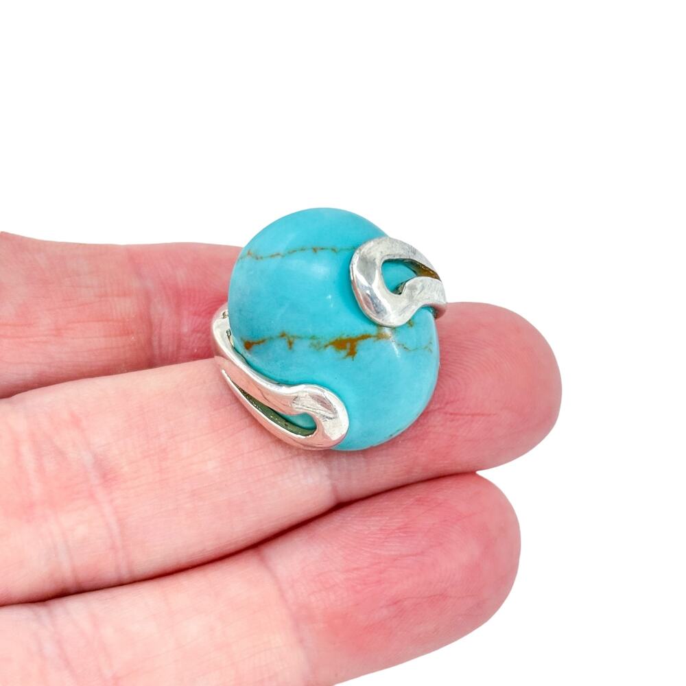 Turquoise Cabochon Ring | Vintage Sterling Silver 925 | Size 6